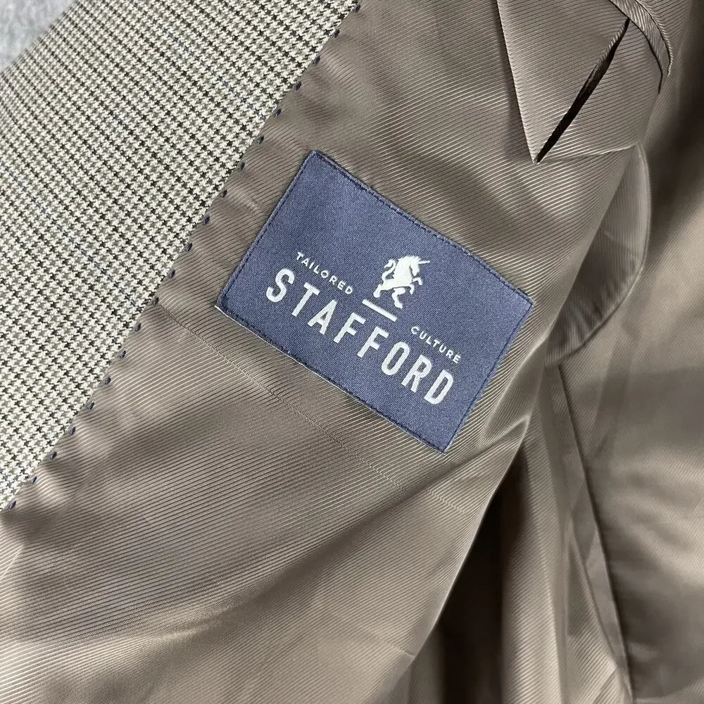Stafford Year Round Blazer‎ Sport Coat Mens 42R Herringbone Classic Fit Travel